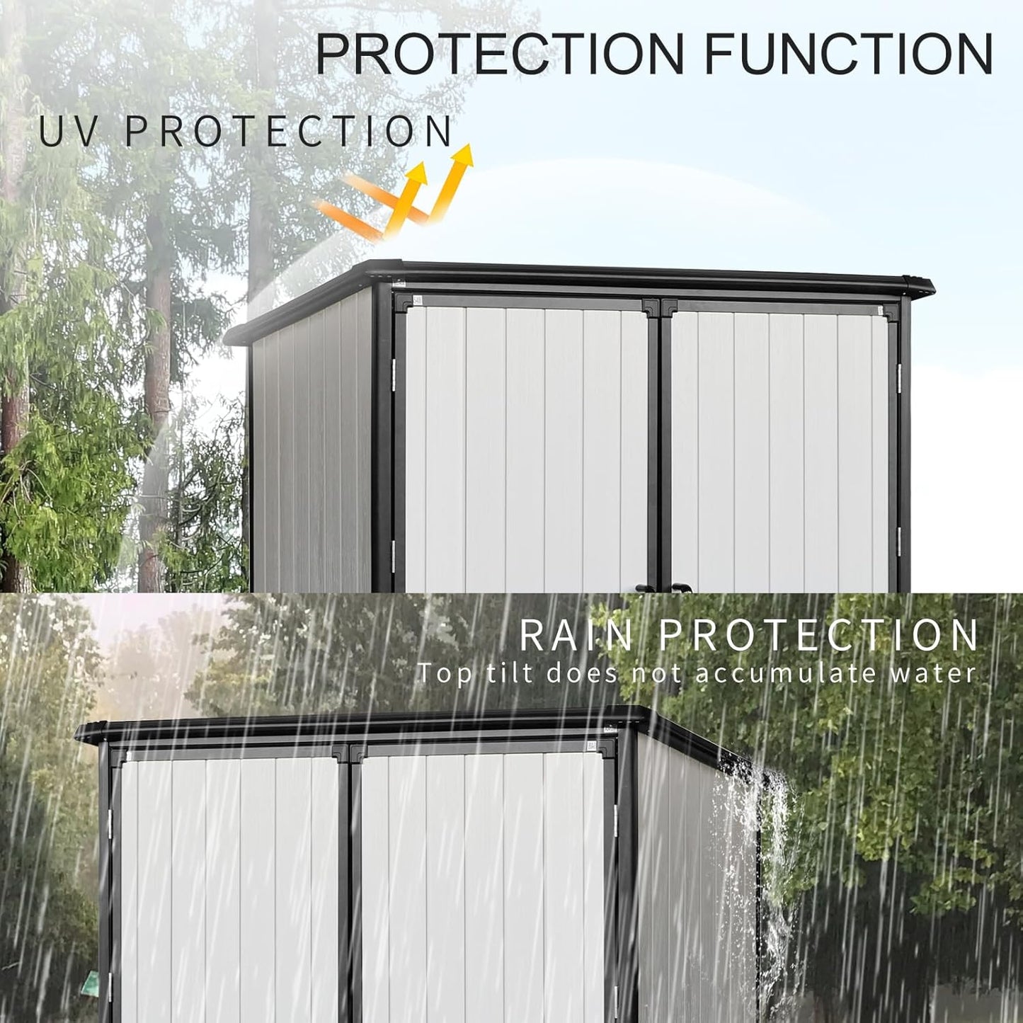 c Outdoor Storage Shed Waterproof Resin Cabinet Heavy Duty Metal Sheds, with Lockable Doors,Tool Sheds for Garden,Backyard,Lawn,Bikes and Patio Furniture,Easy Assembly,Gray