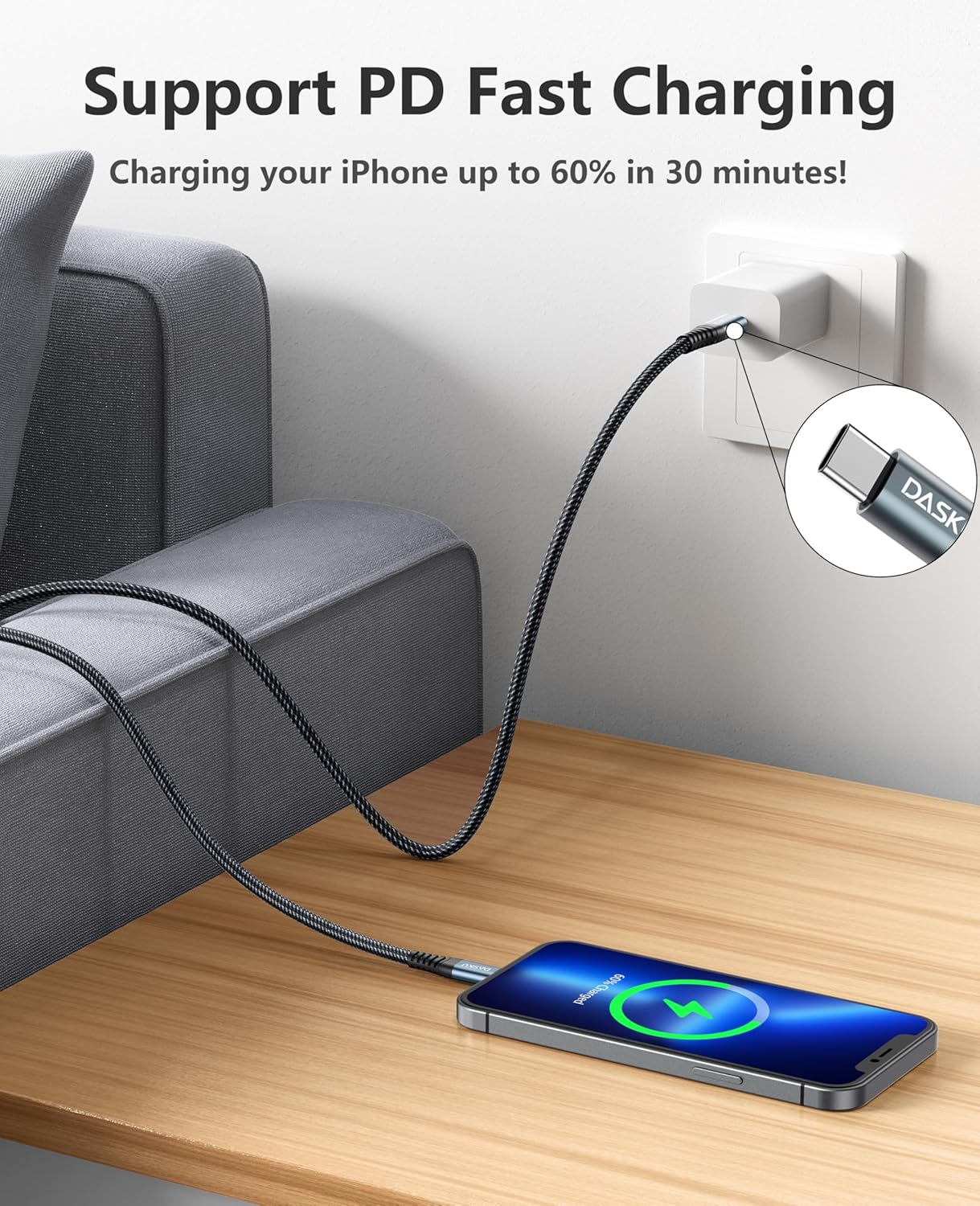 USB C Lightning Cable 3 Pack 3 Ft, iPhone 14 13 Fast Charger Cord [Apple MFi Certified] 3 Foot Type C iPhone Cable Compatible with iPhone 14 13 12 11 Pro Max Mini 8 Plus SE iPad and More