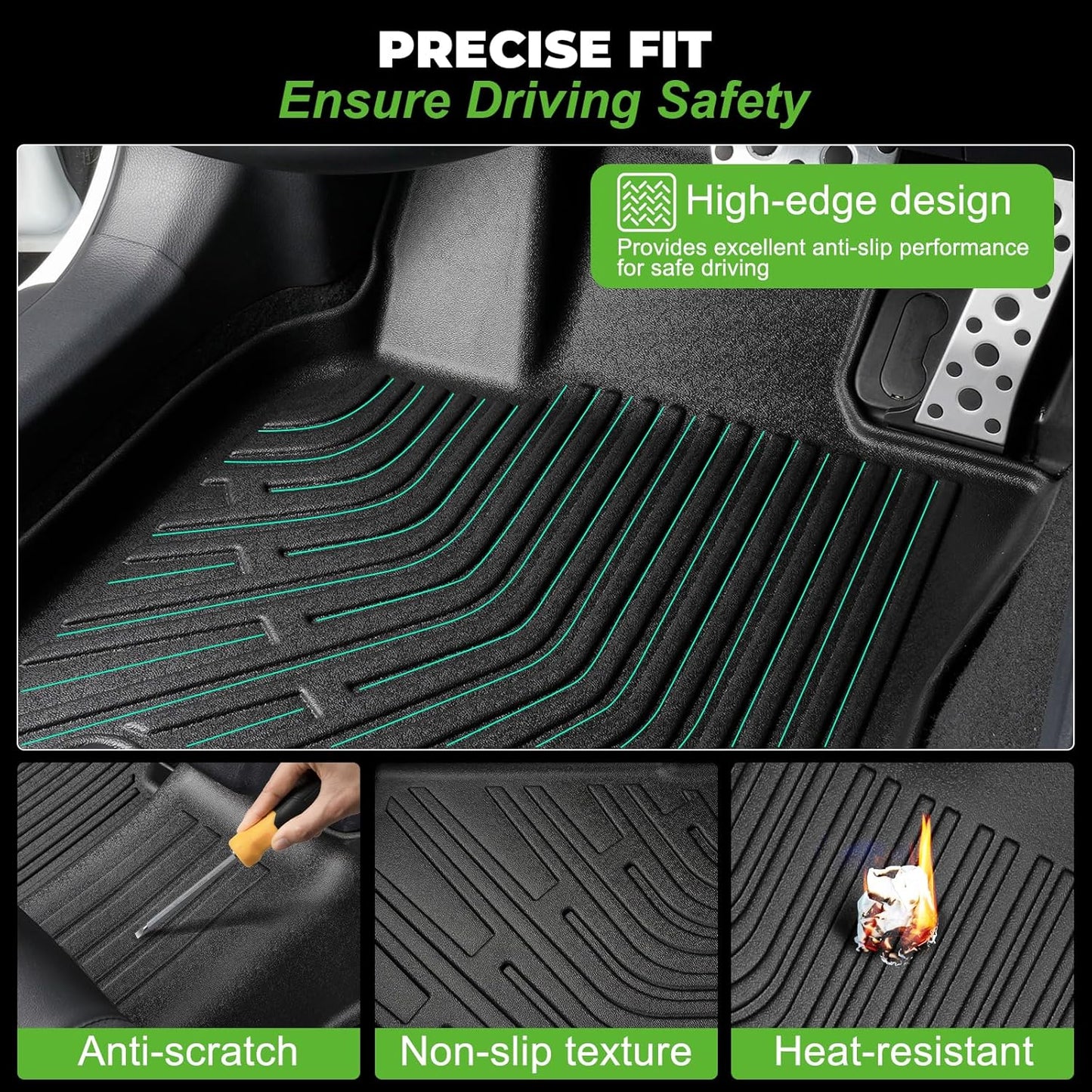 Floor Mats & Cargo Liner Set Custom Fit for Ford Escape Hybrid 2020-2025 All Weather Protection for Car Mats Anti-Slip TPE Odorless Floor Liners Ford Escape Hybrid Accessories Waterproof Trunk Mat