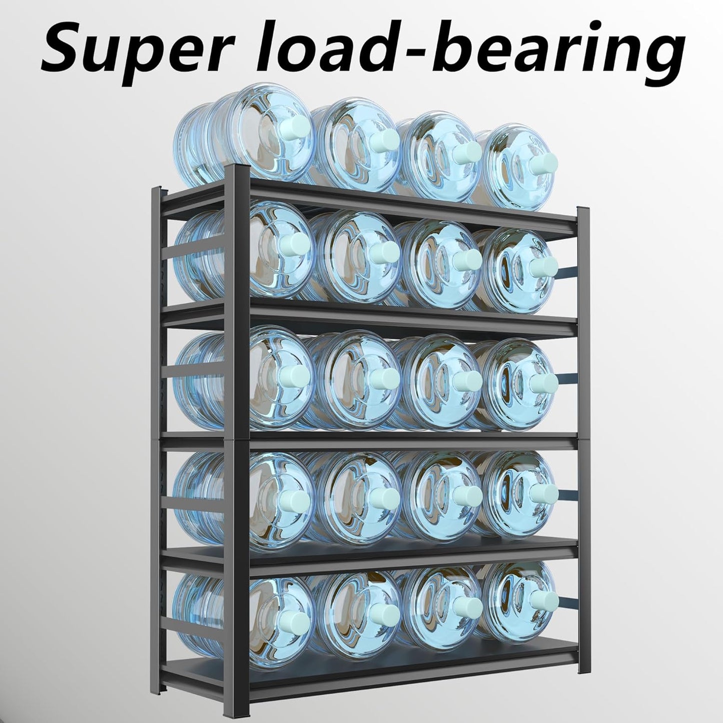Thickened Steel Structure Multi-Functional Storage Shelves Load Capacity 500 lbs per Shelf Free Adjustable Height Suitable for Garage, Basement, Warehouse Storage, Black (63.0 “H*35.4 ”W*15.7 "D)
