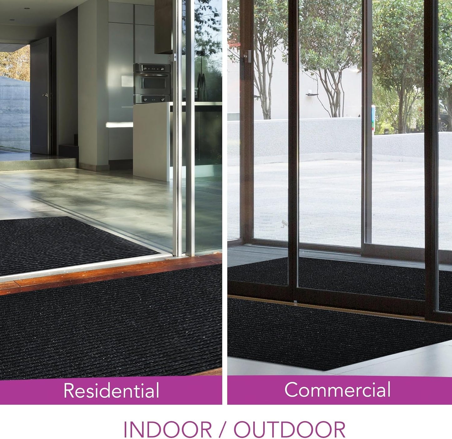 iCustomRug Spartan Weather Warrior Indoor/Outdoor Utility Ribbed Carpet Runner with Non-Slip Thermoplastic Rubber Backing, 3ft X 36ft in Black