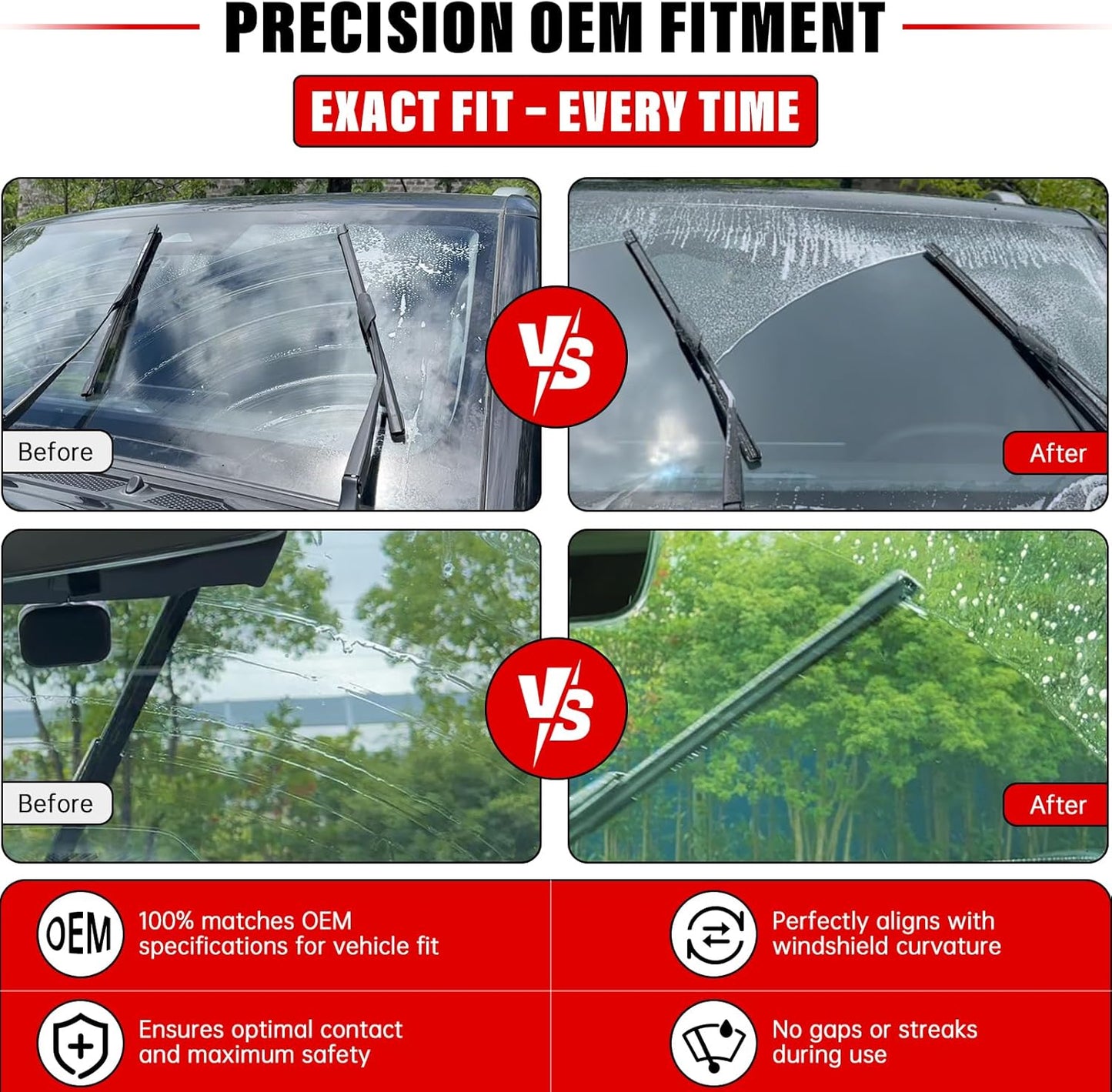 Windshield Wiper Blades Replacement for 2010 2011 2012 2013 2014 2015 2016 Cadillac SRX Original Factory Quality Front Rear Wipers Blade Set for My Car - 26" 17" 12" (Pack of 3)