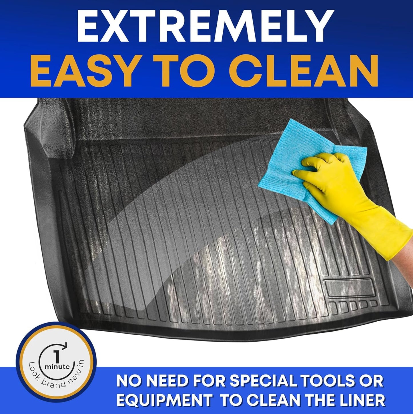 Premium Cargo Liner for Mercedes-Benz C 300 4MATIC Sedan 2015-2021 - Custom Fit Car Trunk Mat - All-Season Black Cargo Mat - 3D Shaped Laser Measured Trunk Liners for Mercedes-Benz AMG C 63