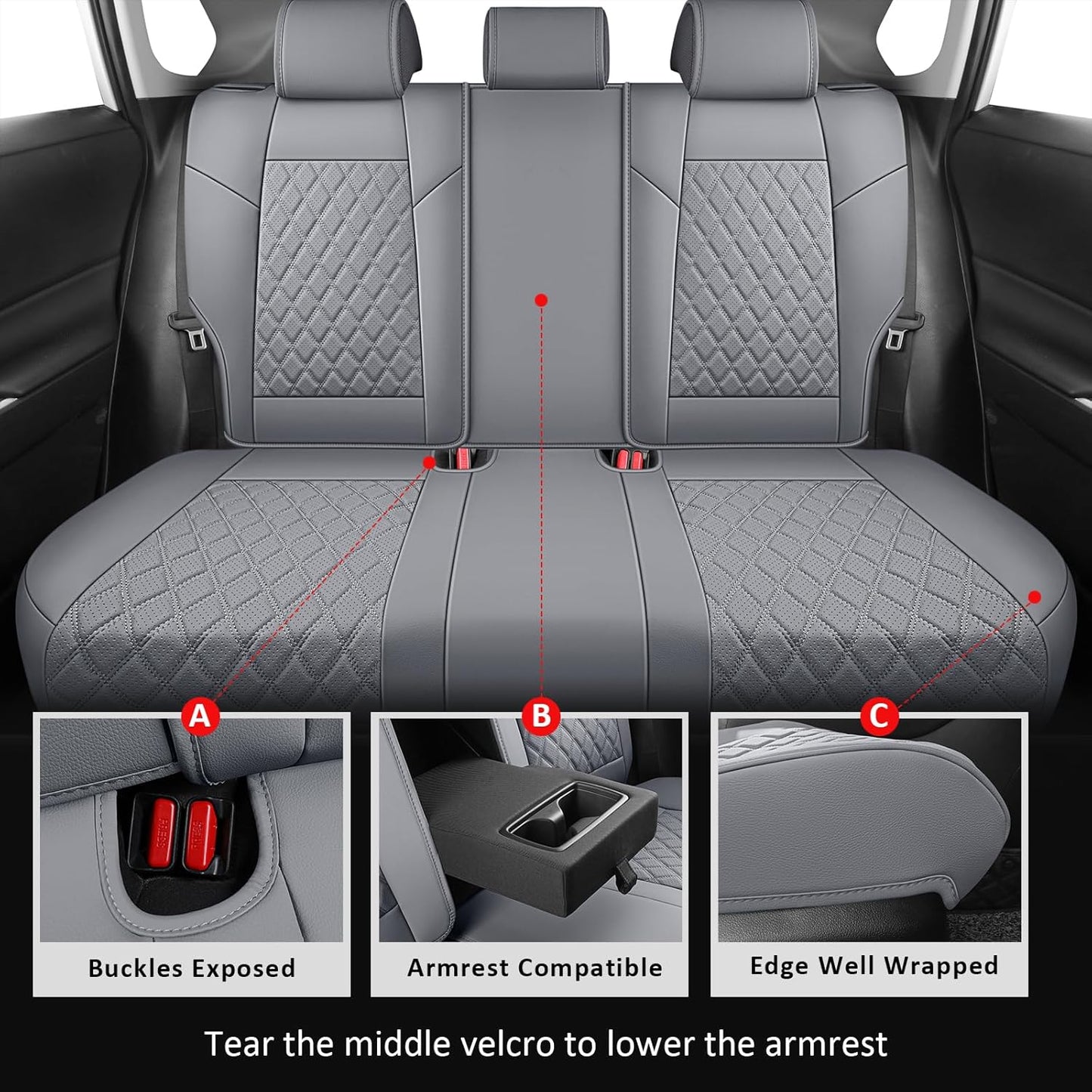 MIROZO Seat Covers for Rav4,Waterproof Car Seat Covers Compatible with 2019-2025 Toyota RAV4 Hybrid LE XLE Limited Car Seat Cover RAV4 Hybrid(Gray,Non XSE&2022-2025 SE Hybrid)