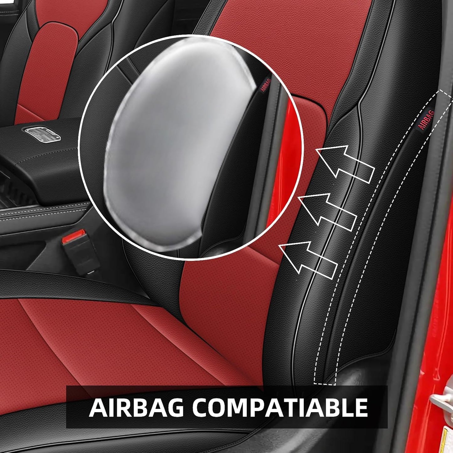 AOMSAZTO Seat Covers for Ram 2500: 2019 2020 2021 2022 2023 2024 2025 Custom Fit Car Seat Covers Full Set (Black+Red)