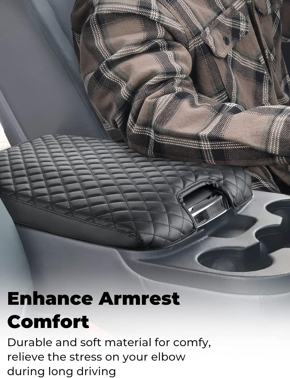 ISSYAUTO Center Console Cover Compatible with 2013-2018 Ram 1500 & 2013-2024 Ram 2500/3500/1500 Classic Model, Only for Jump Seat Console, Customized Armrest Cover Leather Arm Rest Covering for Car