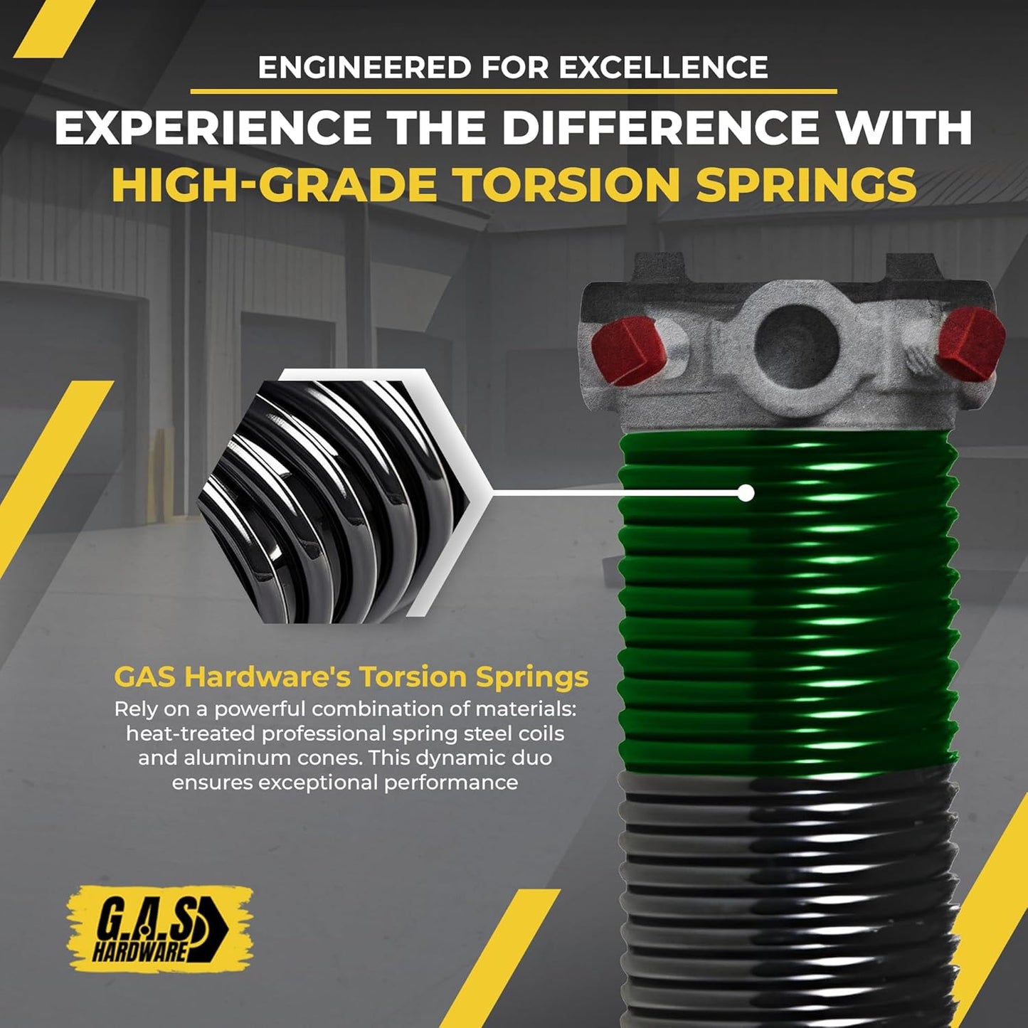 Garage Door Torsion Spring 243x1.75x36 Includes 1” Steel Bearing, Non-Slip Gloves, and Winding Bars for Left Side of Garage Door Precision E-Coating 5-Year Warranty Min. 30,000 Cycles (Red Cone)