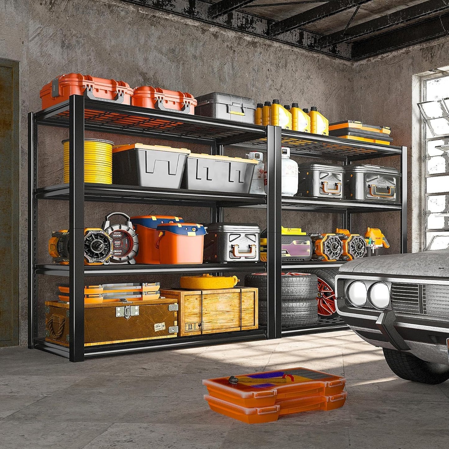 REIBII 40" W Storage Shelves 2200LBS Garage Shelving Heavy Duty Metal Shelving Adjustable Metal Shelves Industrial Shelf for Warehouse Basement Pantry Kitchen, 3 Pack