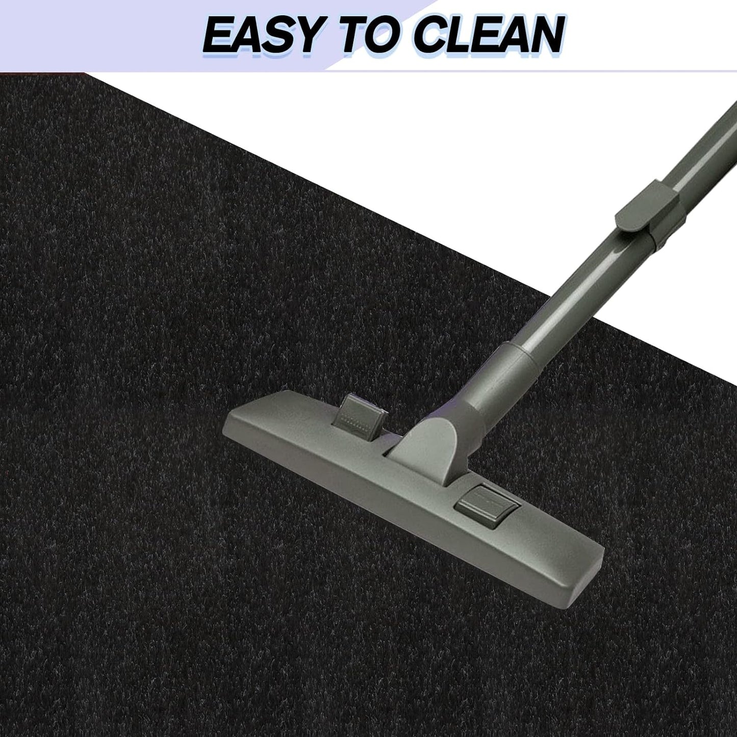 Custom Size Backed Non-Slip Area Rugs Runner, Easy Clean, Waterproof Runner Rugs for Hallway Entryway, Kitchen, Laundry, 2FT x 19FT, Black