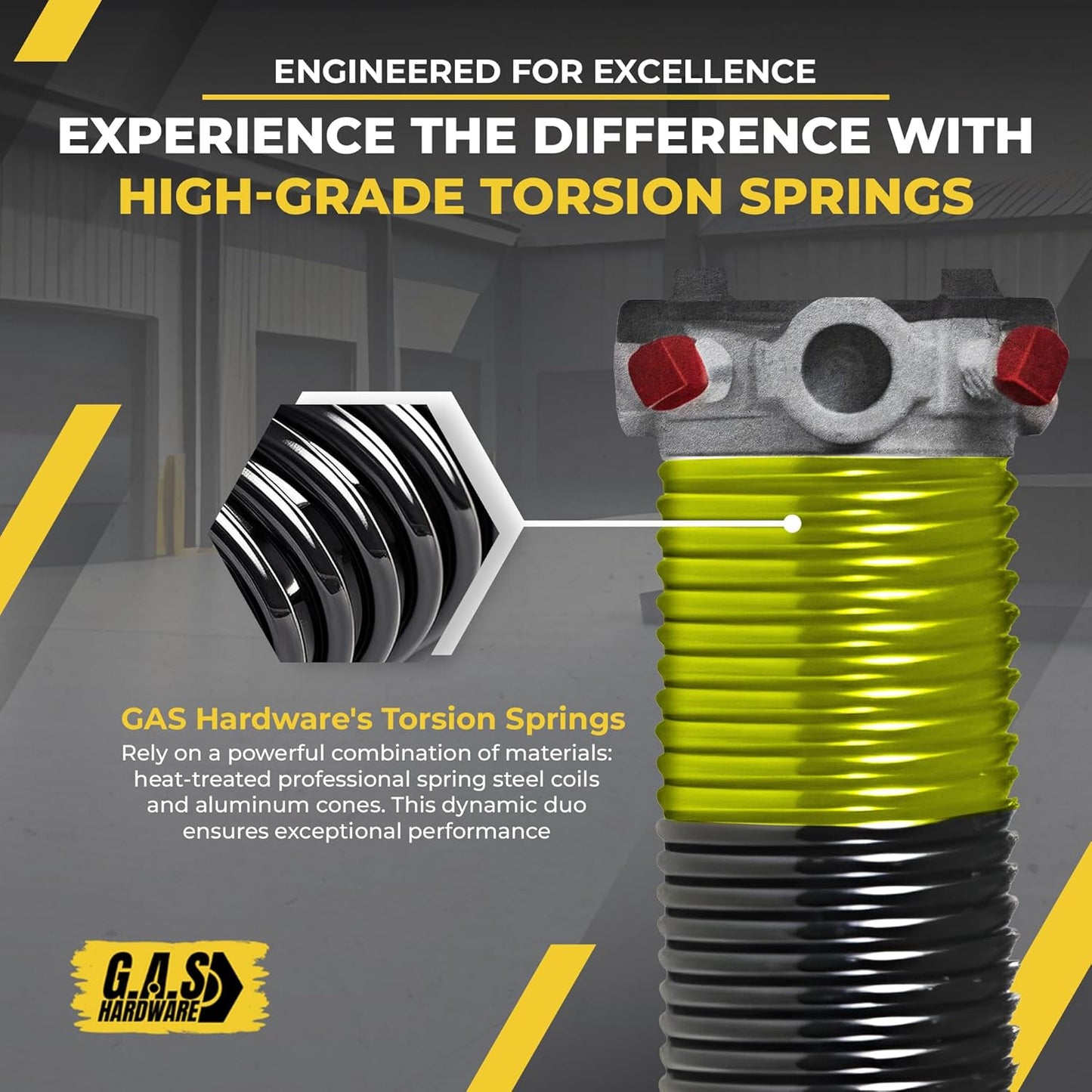 Garage Door Torsion Spring 207x1.75x25 Includes 1” Steel Bearing, Non-Slip Gloves, and Winding Bars for Left and Right Side of Garage Door Precision E-Coating 5-Year Warranty Min. 30,000 Cycles (Pair)