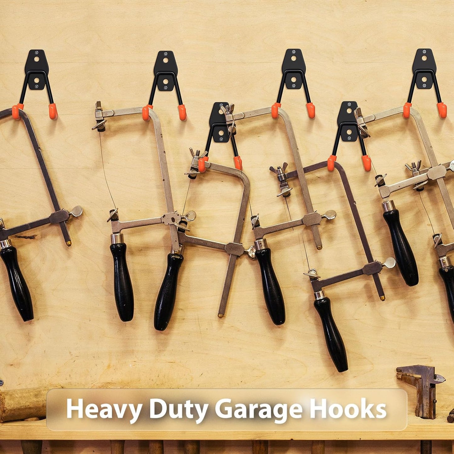 8 Pack 4.5x2.75 Inch Utility Steel Wall Mount Heavy Duty Garage Hooks with Anti-Slip Coating,Storage More Yard,Garden and Power Tools and for Hanging Hose,Ladder and Bike