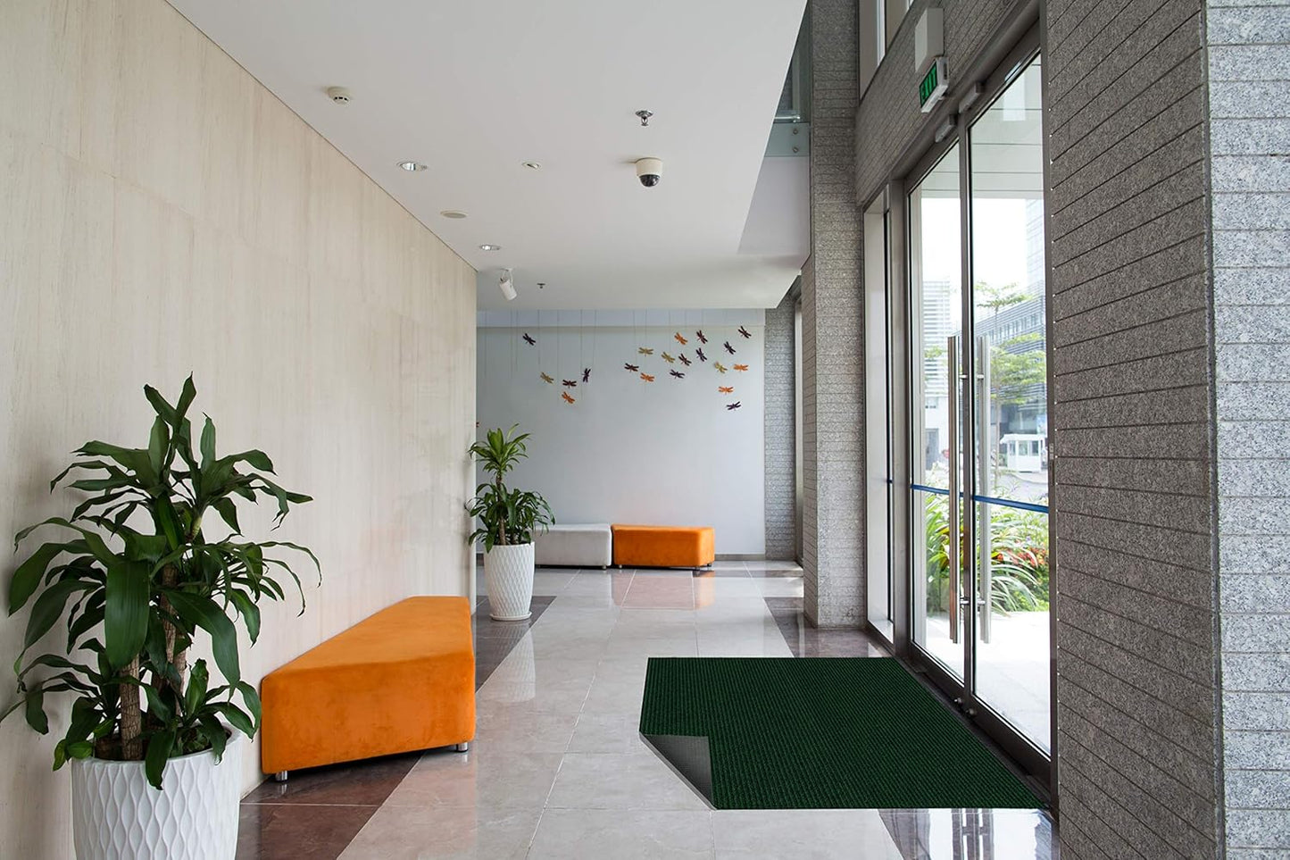 KOECKRITZ Heavy Duty Durable All Weather Indoor/Outdoor Non Slip Entrance Mat Rugs and Runners for Office Business Building Home Garage Front Door (3' x 11', Green)