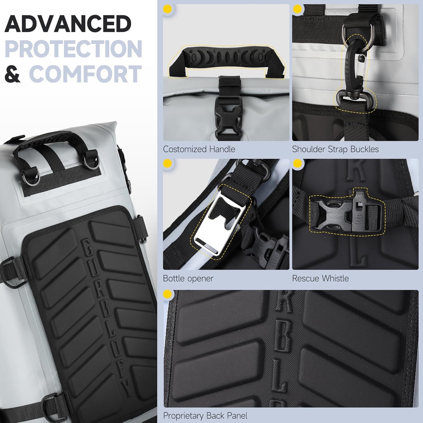 Motorcycle Tail Bag, 30L Waterproof Motorcycle Saddle Bag, 2 Size and 3 Color Options Luggage Bag, PVC Travel Bag, Rear Seat Bag, Stone Grey GT-30GRY