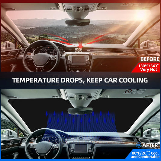 Windshield Sun Shade for H-yund-ai Santa Fe 2019-2025 2026 Foldable Sunshade Custom Fit Front Window Car Interior Accessories Protector Blocks UV Rays