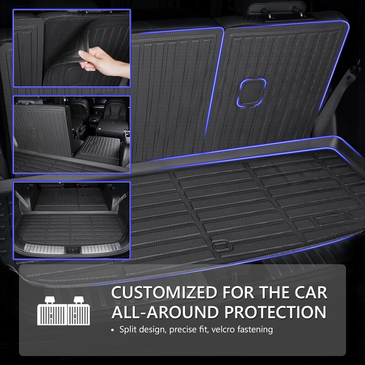 KELCSEECS® Floor Mats & Cargo Liner with Seatback Mats Custom for 2024 2025 2026 Kia Seltos(Cargo Mat Only Fit The Upper Layer)All Weather Protection TPE Floor Liners Full Set Seltos Accessories Black