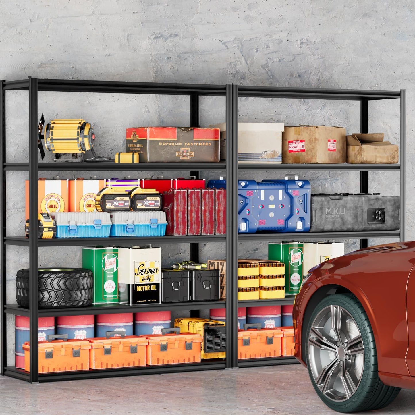 Garage Shelving Heavy Duty - 59 * 20 * 79in(L*W*H) Extra Large Metal Shelving Units and Storage for 2000lbs, 5tier Adjustable Basement Storage Industrial Shelves Pallet Racking Organizer