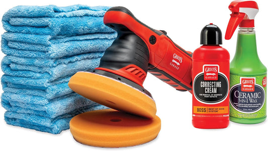 Griot's Garage G9 Orbital 2-Step Ceramic Kit for Car Polishing and Detailing, Includes Orbital Polisher, BOSS Correcting Cream, 6.5" Foam Pads, Ceramic 3-in-1 Wax, and Microfiber Towels, 11558