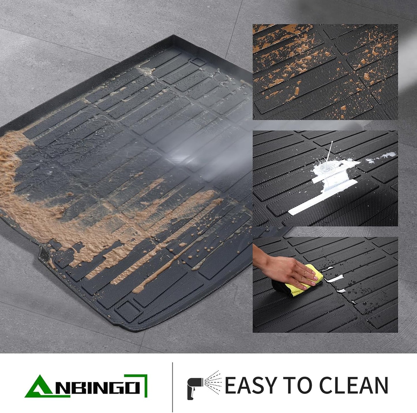 ANBINGO®-Floor Mats for Nissan Rogue Sport 2017-2022 (Only for Cargo Tray Highest Position) All Weather Rogue Sport Floor Liners Set Accessories Black (Trunk Mat+Floor Mats)