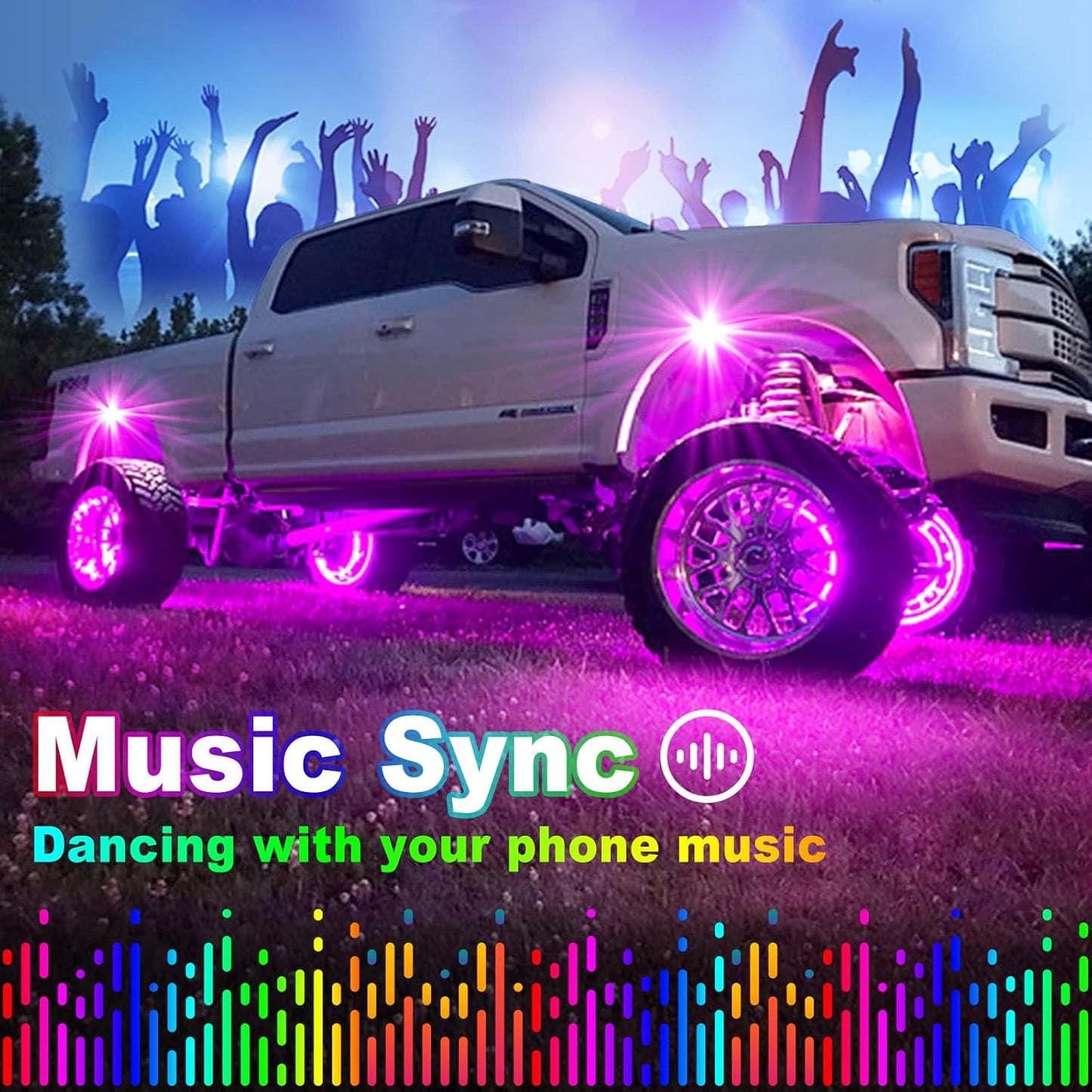 YiLaie RGB LED Rock Lights 14 Pods, 210 LEDs Lights with Phone App/Remote Control & Timing & Music Mode Rock Lights for Trucks, Waterproof Rock Light Kits for ATV RZR UTV SUV Off Road AUTO Motorcycle