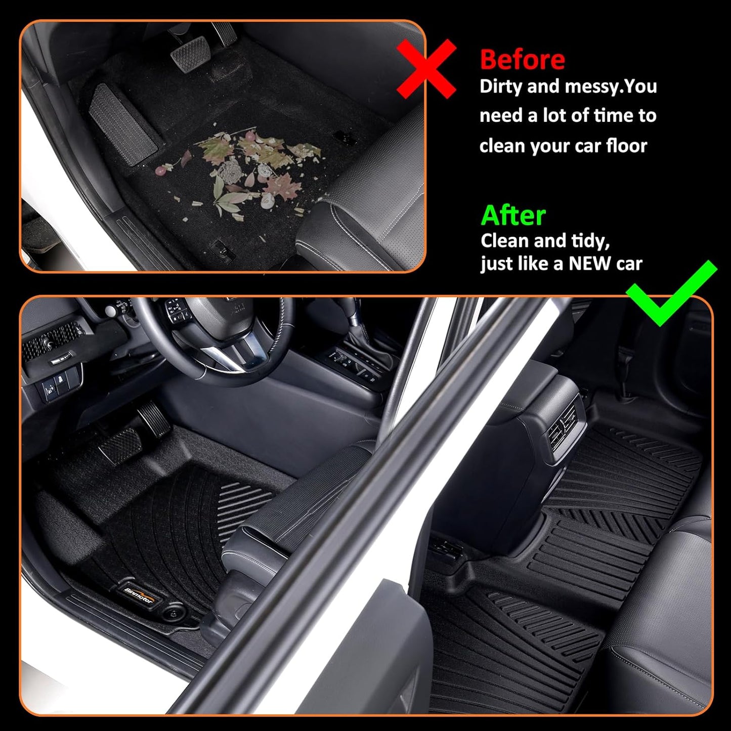Binmotor-Floor Mats with Cargo Liner for Hyundai Tucson 2022-2025(Only for Gas Models), Tucson All Weather Car Floor Mats, Cargo Mat Rubber Liners Accessories for Hyundai Tucson Petrol Models
