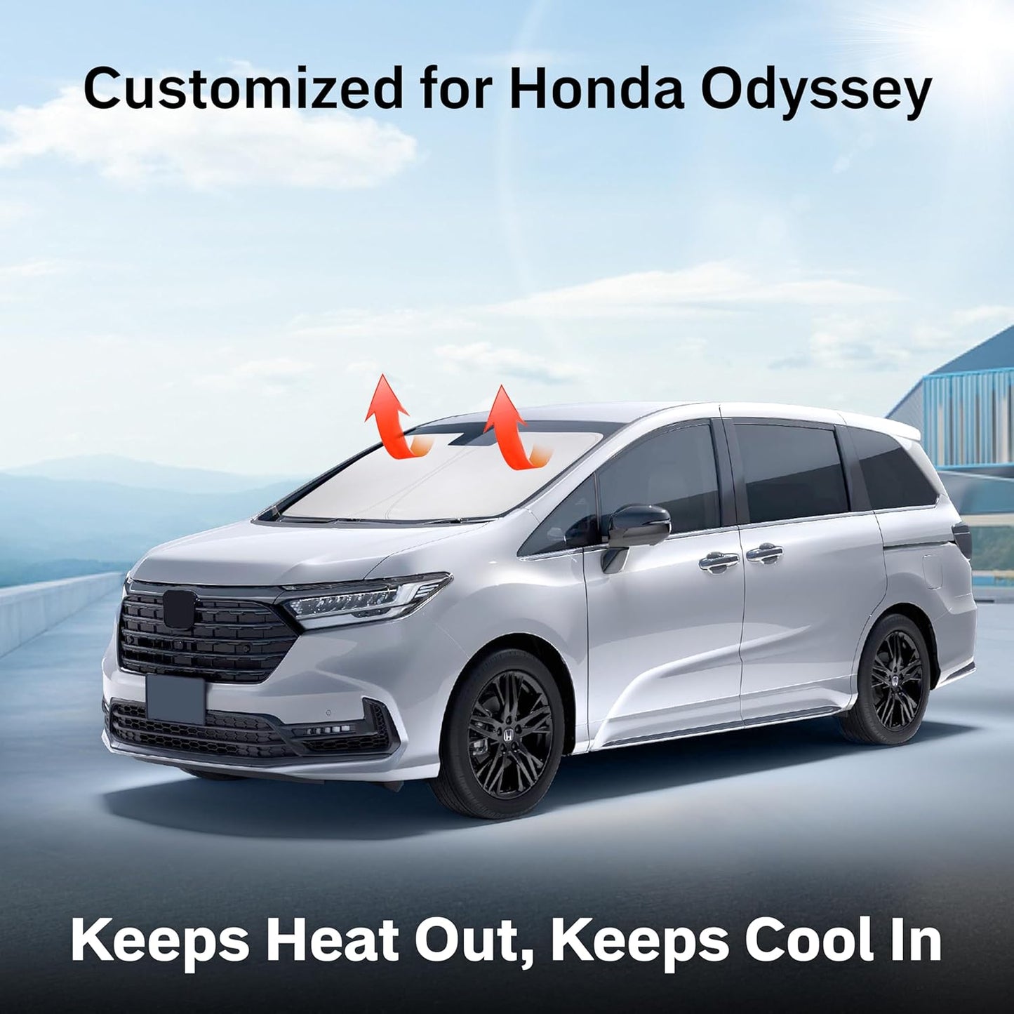 Honda Odyssey EcoNour Car Windshield Sunshade 2018-2024 2025-240T Polyester Material Cars Sun Visor Reflector Blocks UV Rays - Foldable Sunshade Interior Protection Accessories