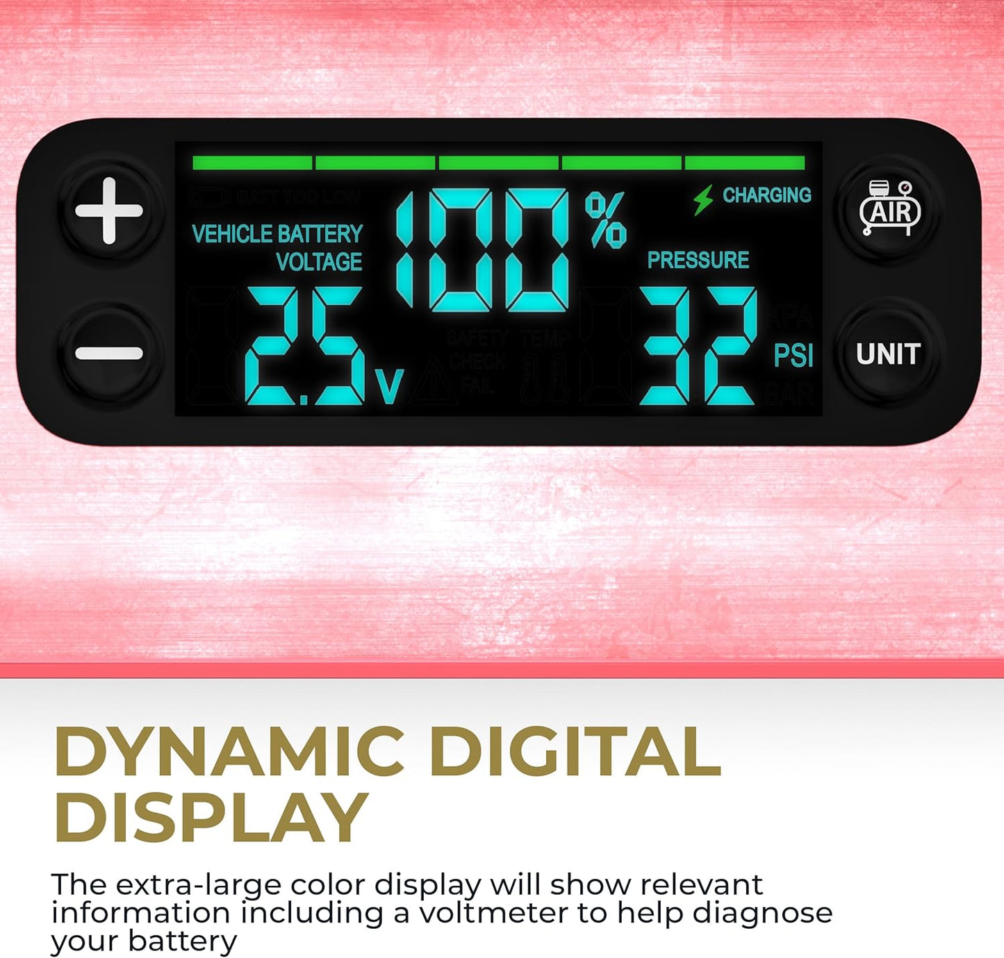 HALO Bolt Ultimate 3 Portable Car Battery Jump Starter | 130 PSI Air Compressor, 55.5Wh USB Power Bank, Large Display, Emergency Floodlight & Charger, Jumps Cars SUVs & Trucks, Inflates Tires — Pink