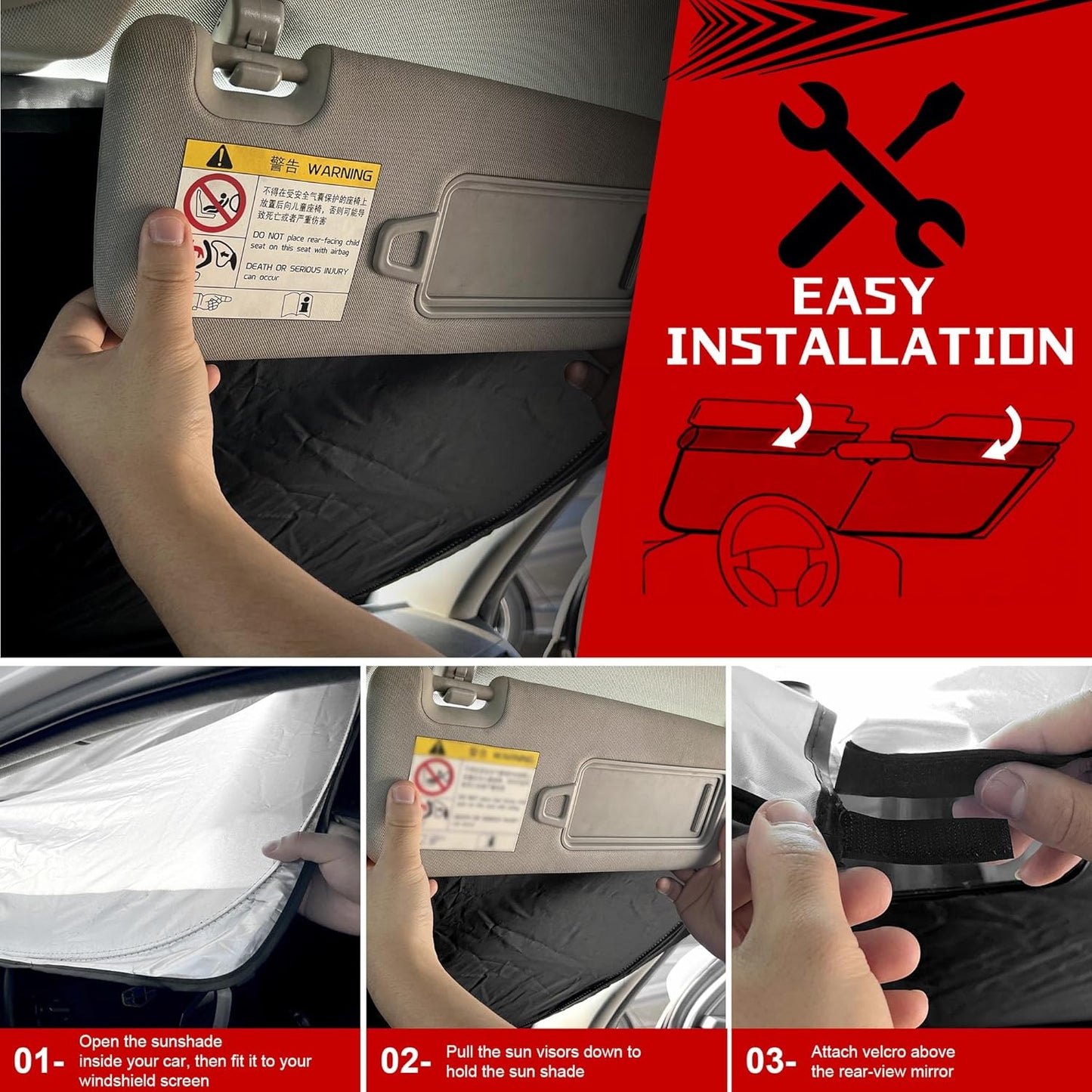 Windshield Sun Shade for 2016-2021 Hyun-dai Tucson Foldable Sun Sunshade for Car Front Window Blocks UV Rays and Heat Automotive Interior Protector Custom Fit Accessories