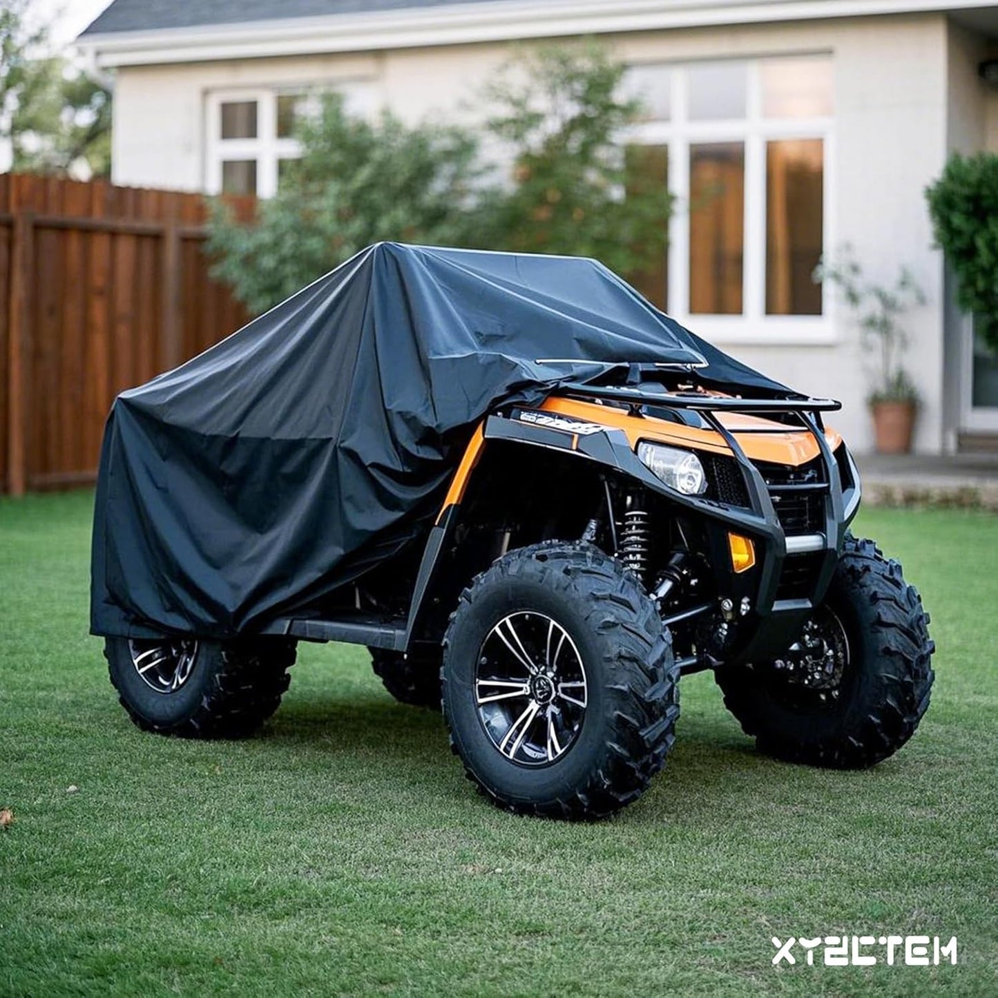 XYZCTEM Waterproof ATV Cover, Heavy Duty Black Protects 4 Wheeler from Snow Rain or Sun (Black, 88 inch)