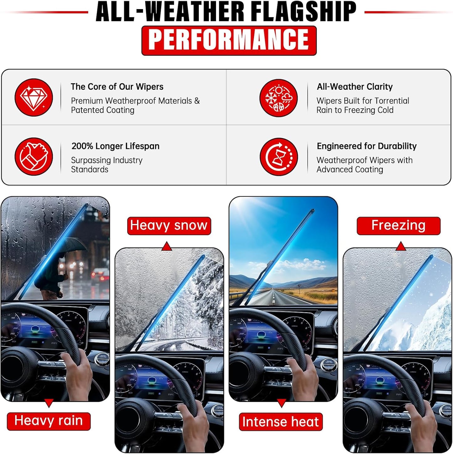 Windshield Wiper Blades Replacement for Chevrolet Chevy Spark 2013 2014 2015 Original Factory Quality Front Rear Wipers Blade Set for My Car - 24" 16" 12" (Pack of 3)
