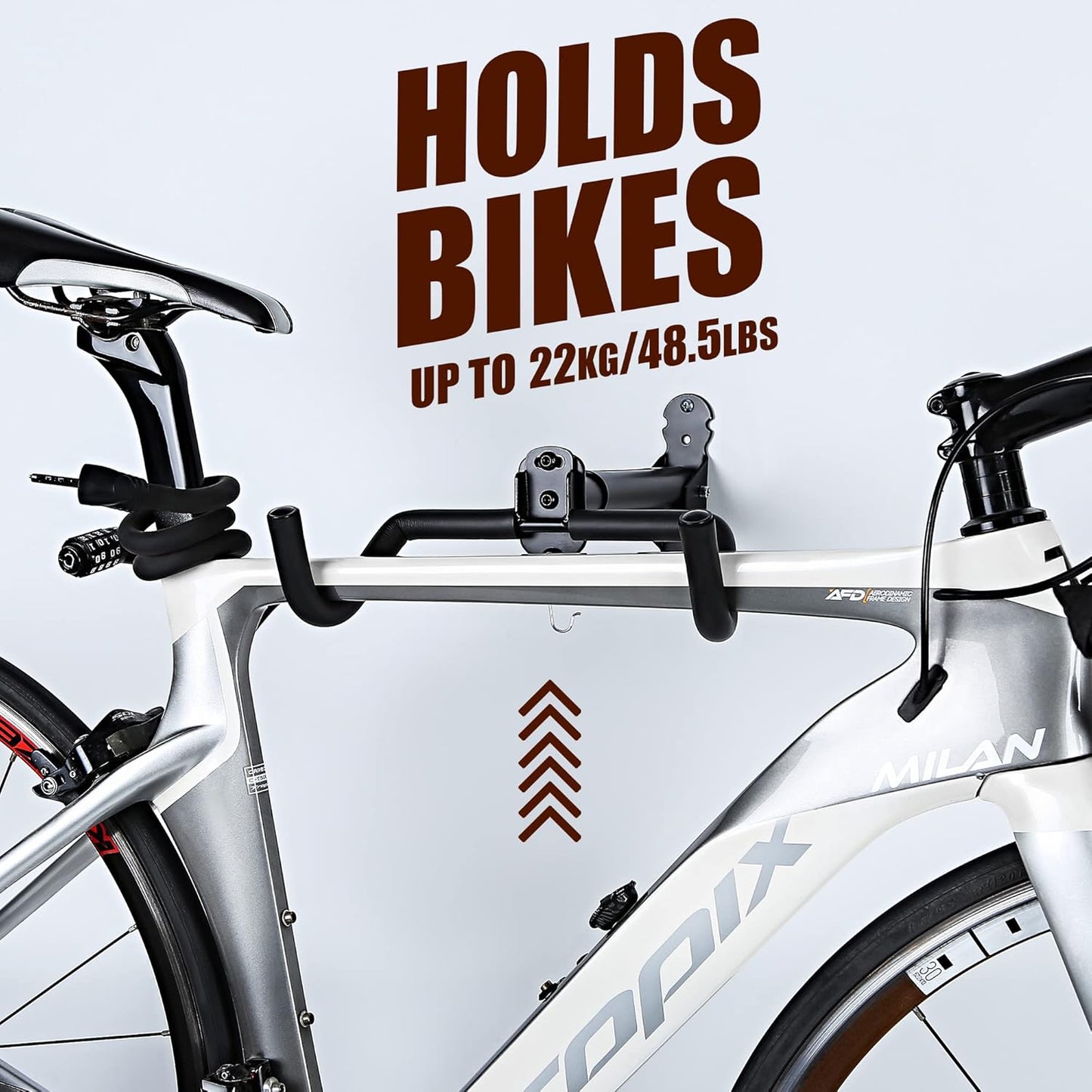 Gootus Bike Wall Mount Hanger - Horizontal Bicycle Indoor Storage Rack | Cycling Wall Mounted Holder Hook - Hang Your Road, Mountain or Hybrid Bikes in Garage or Home