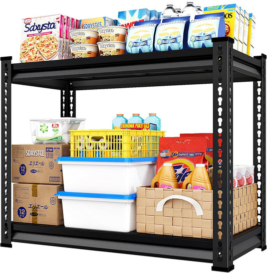 Garage Shelving Heavy Duty 880LBS Loads, 40" W Adjustable Garage Storage Shelves, 2-Tier Metal Shelving Units and Storage, Industrial Utility Shelf, 40" Wx16 Dx36 H,Black