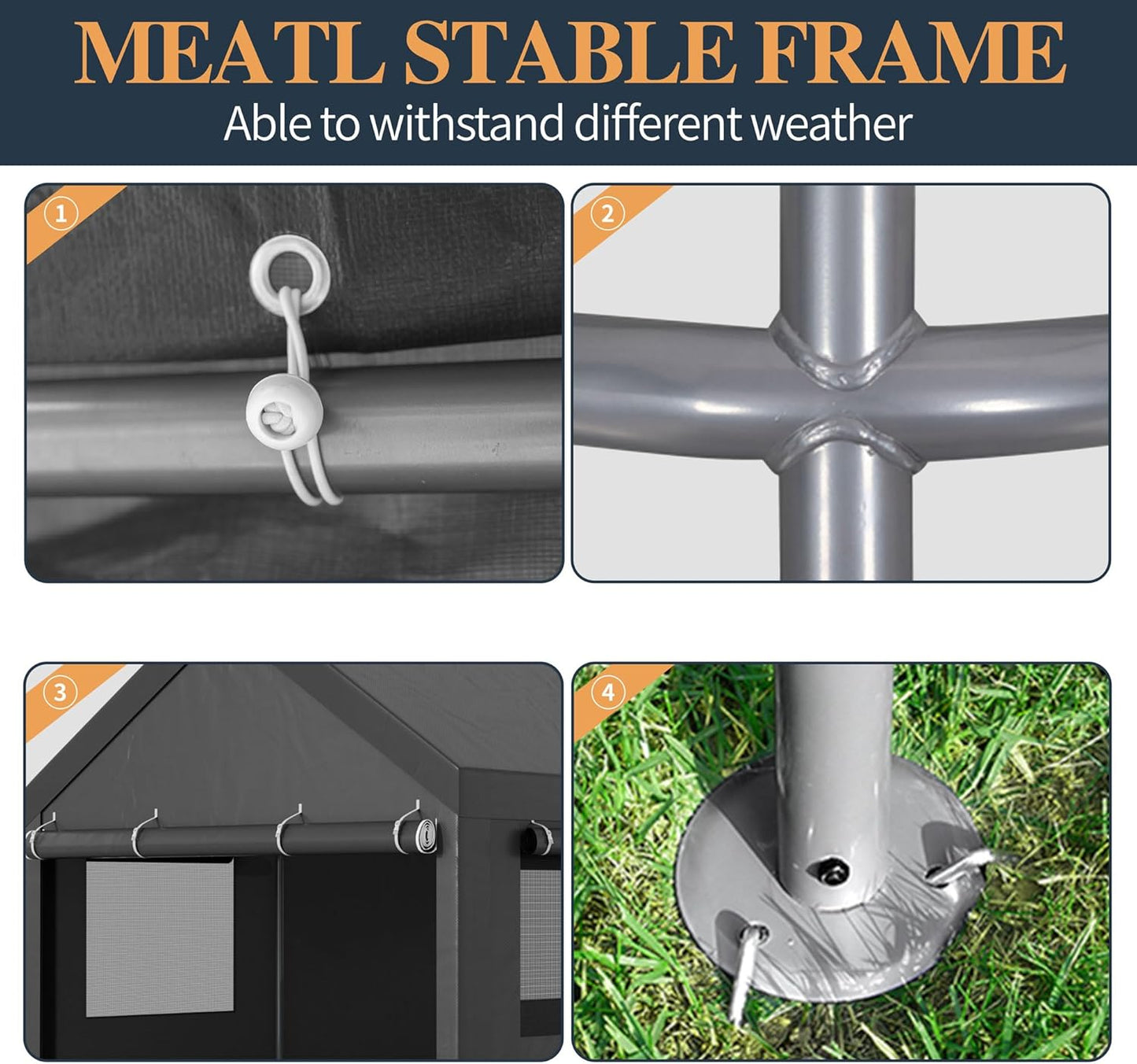 Shintenchi Carport 12' x 20' Heavy Duty Portable Garage, Carport Canopy with Side-Opening Door & Roll-Up Windows, Car Canopy for Truck,Car,Boat,Grey