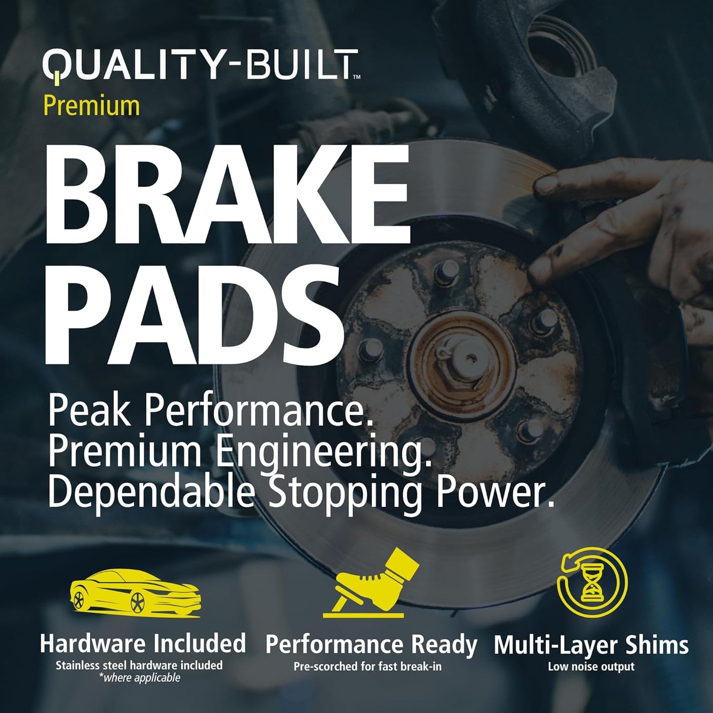 Premium Semi-Metallic Rear Brake Pads (1001-1334AM) Compatible with Ford F-250 Super Duty 2008-2010