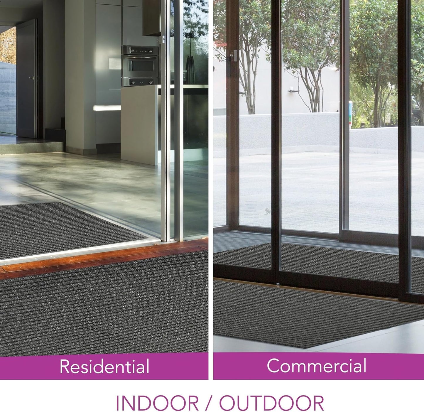 iCustomRug Spartan Weather Warrior Duty Indoor/Outdoor Utility Ribbed in 3ft,4ft,6ft Widths 70 Custom Sizes with Natural Non-Slip Rubber Backing 4'X54' in Charcoal