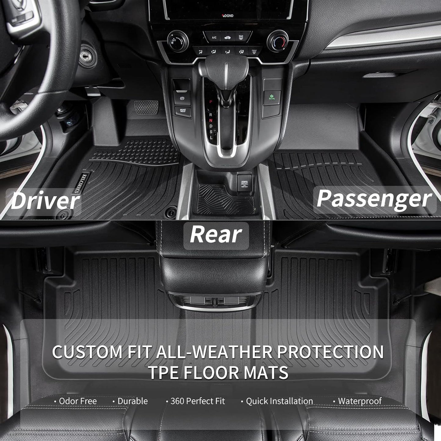KELCSEECS Floor Mats & Cargo Liner(in Upper Position) for 2017 2018 2019 2020 2021 2022 Honda CRV(Not for Hybrid) Car Mats Automotive Cargo Mat Trunk Mat CR-V All Weather Floor Mats Trunk Liner