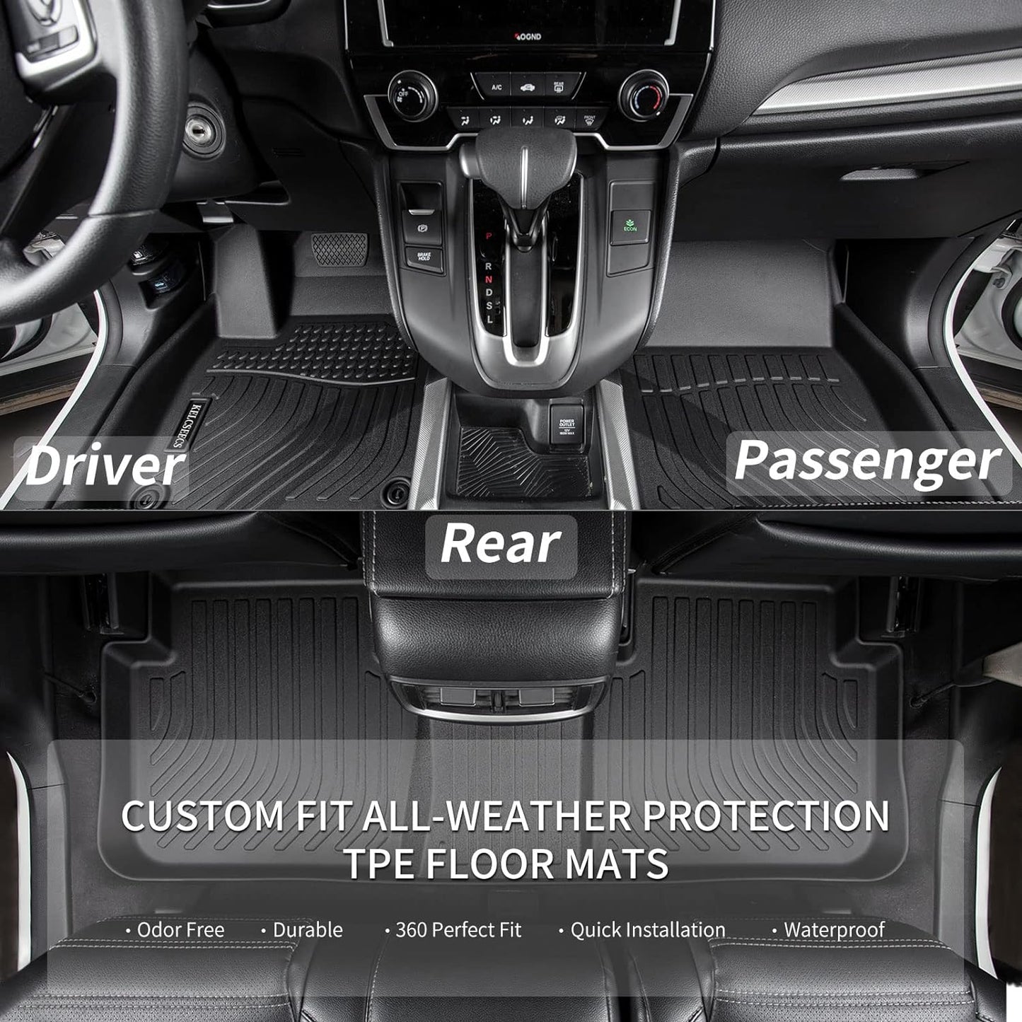 KELCSEECS Floor Mats & Cargo Liner Custom for 2026 2025 2024 2023 Honda HRV/Honda HRV Hybrid Car Mats Cargo Mat Floor Liners Trunk Liner HR-V All Weather Floor Mats Accessories Black