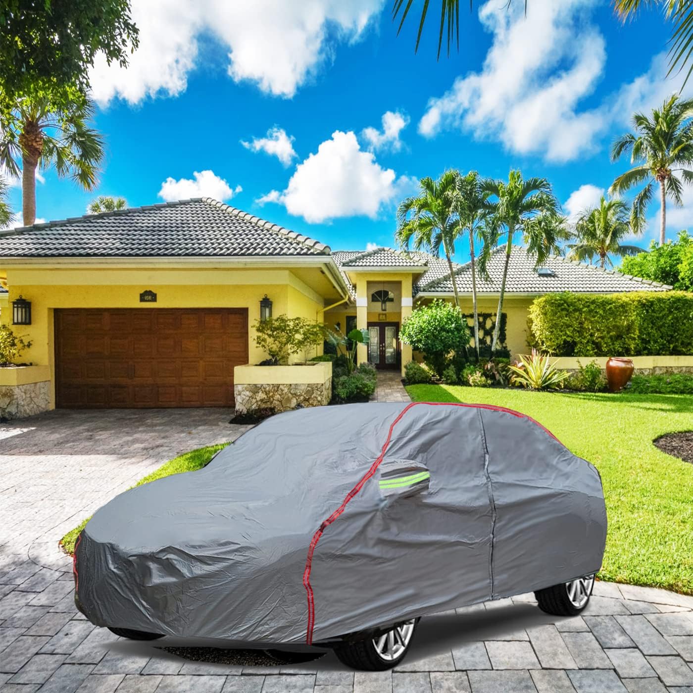 Breathable New Material, Waterproof Car Cover, Locks and Zipper Doors, Sunscreen Waterproof UV Prevention Snowproof Wind and Windproof,Suitable for Indoor Outdoor,for Sedan (178" to 189") C2