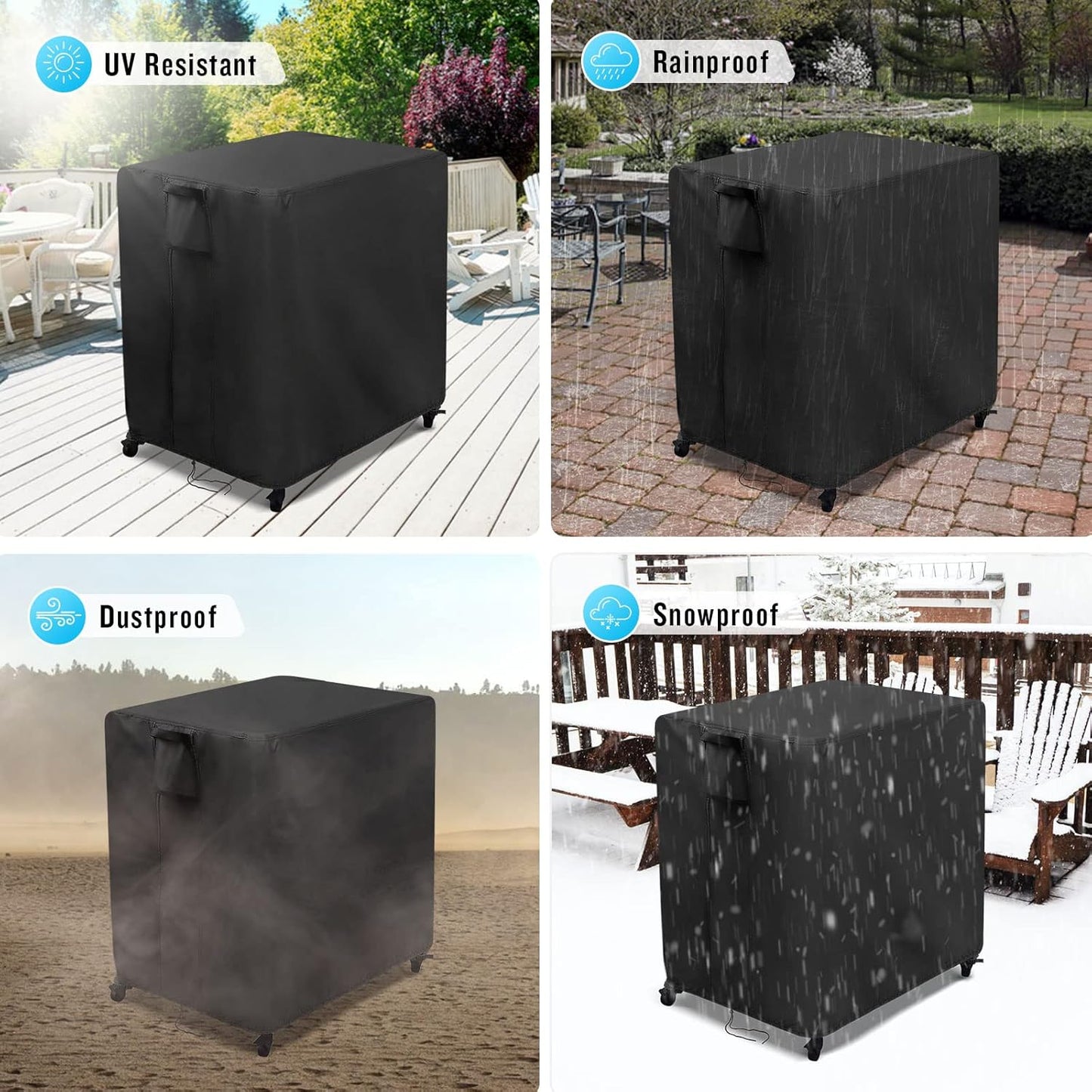 Kingling Outdoor Pizza Oven Table Cover for Ooni Medium Table, Waterproof Outdoor Grill Prep Table Cover Pizza Oven Stand Cover - 32''L x 24''W x 35''H(Black)