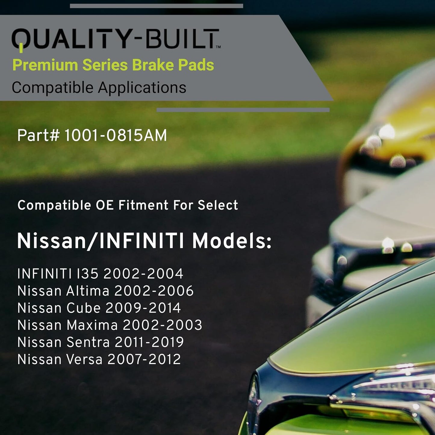 Premium Semi-Metallic Front Brake Pads (1001-0815AM) Compatible with INFINITI I35 2004-2002, Nissan Altima 2006-2002, Cube 2014-2009, Maxima 2003-2002, Sentra 2019-2011, Versa 2012-2007