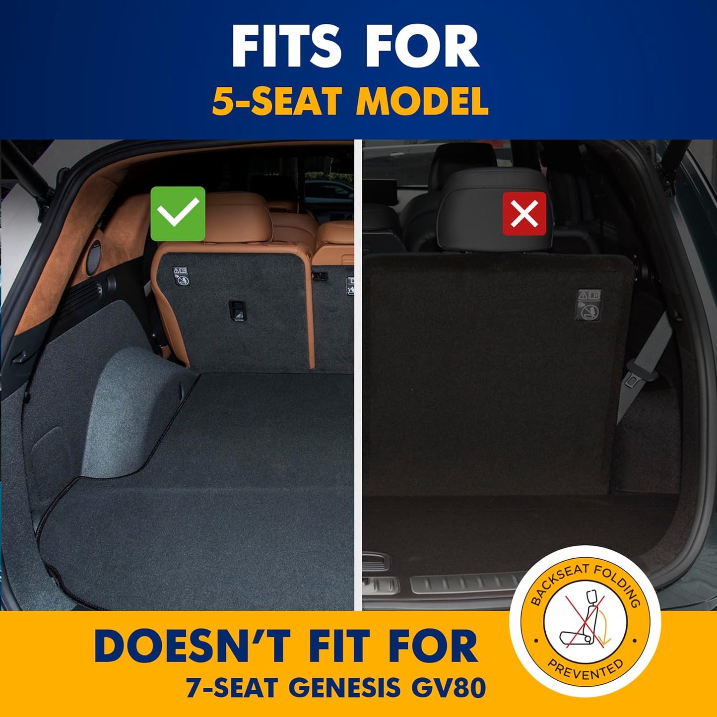 Premium Cargo Liner for Genesis GV80 2021-2025 - 100% Protection - Custom Fit Car Trunk Mat - Easy-to-Wash & All-Season Black Cargo Mat - 3D Shaped Laser Measured Trunk Liners for Genesis GV80 JX1