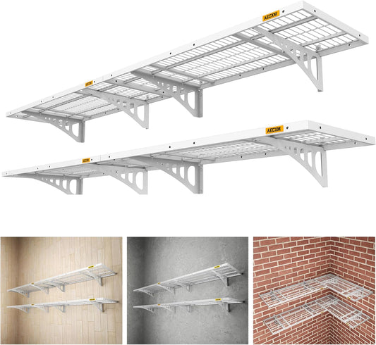 1.64x4ft 4Pack Wire Shelving Unit Heavy Duty Garage Storage Shelves Wall Mounted White 1120lbs Load Capacity（20-inch-by-48-inch）