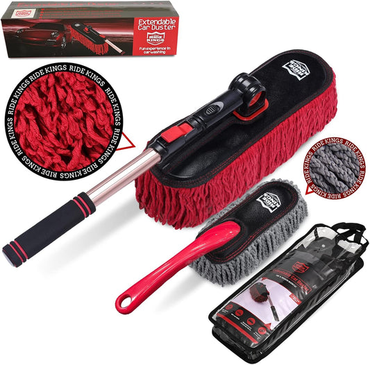 Car Duster Exterior Scratch Free,Car Dusters Extendable Handle Cleaning Exterior,Detailing Brush Kit for Truck,SUV,Caravan,Motorcycle,Wax Cotton Fabric,Waterless Wash Equipment