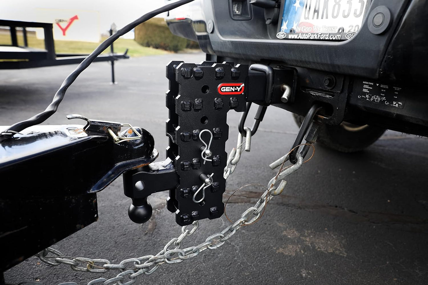GEN-Y Hitch Solid Shank Adjustable Tow Hitch with Dual-Ball and Pintle Lock for 2.5" Receiver - 5" Drop - 16,000 LB Towing Capacity - 1,600 LB Tongue Weight - Black