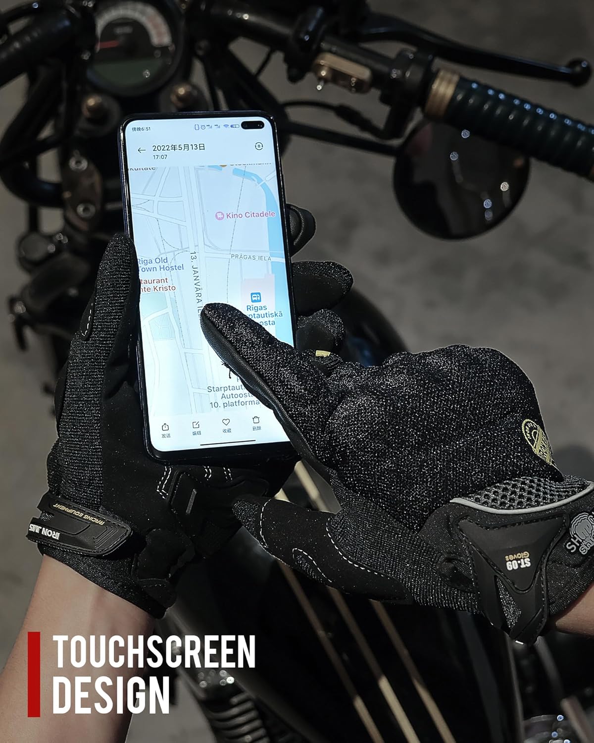 BORLENI Motorcycle Riding Gloves Touch Screen Full Finger Glove Motocross Road Racing Bike Outdoor Sports for Women Men