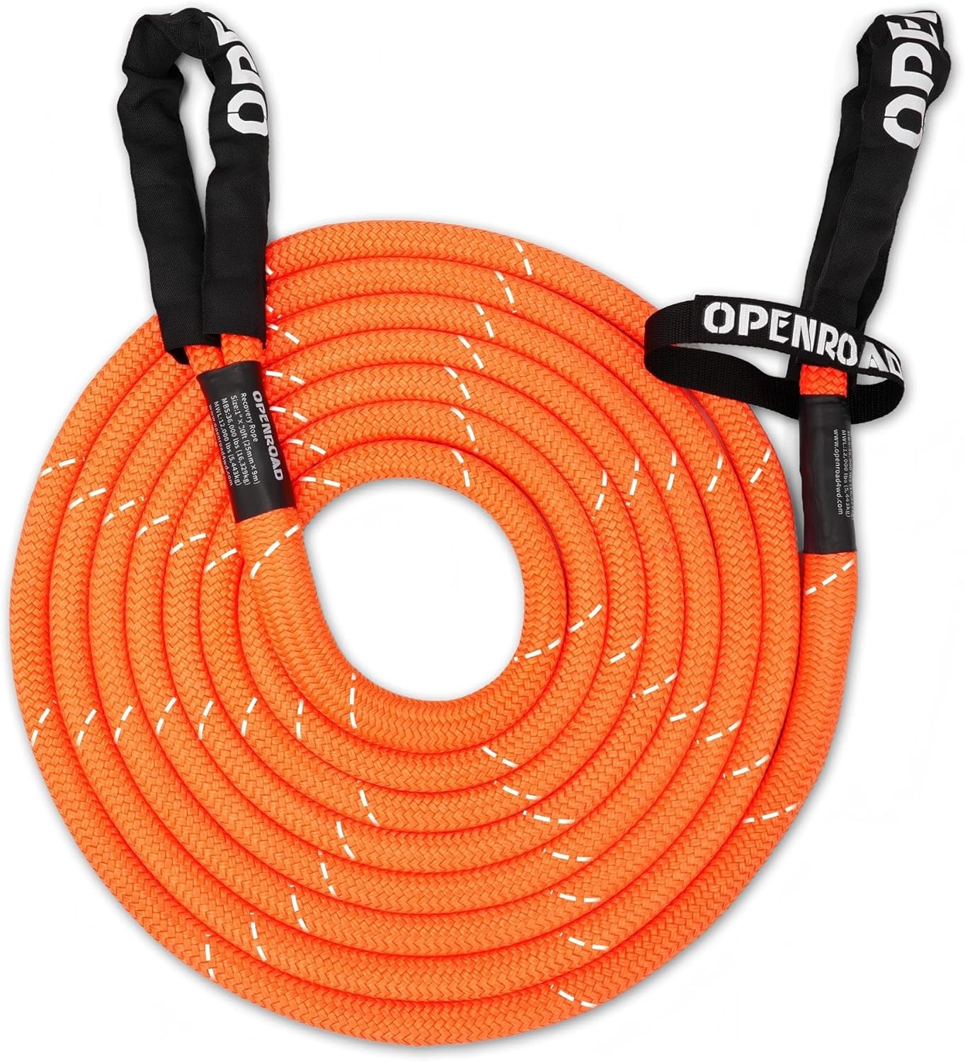 OPENROAD Kinetic Recovery Tow Rope, 36000 Lbs (1in x 30ft Orange with Soft Shackle) Extreme Duty 35% Elasticity Energy Offroad Snatch Strap, Vehicle Recovery Kit for Jeep Car Truck ATV UTV SUV
