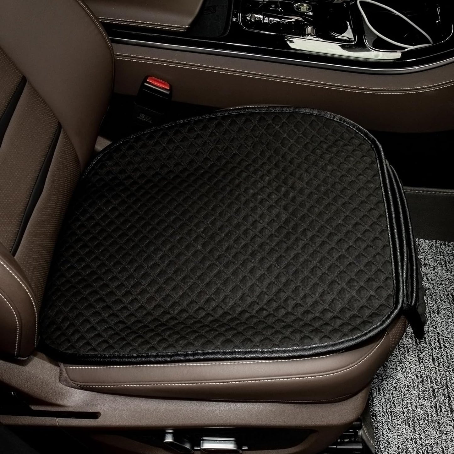 Linen Bottom Car Seat Covers Cloth,Fabric Car Seat Covers Front Seat Only,Cooling Car Seat Pad Cushion for Trucks Breathable Ventilated [Black]