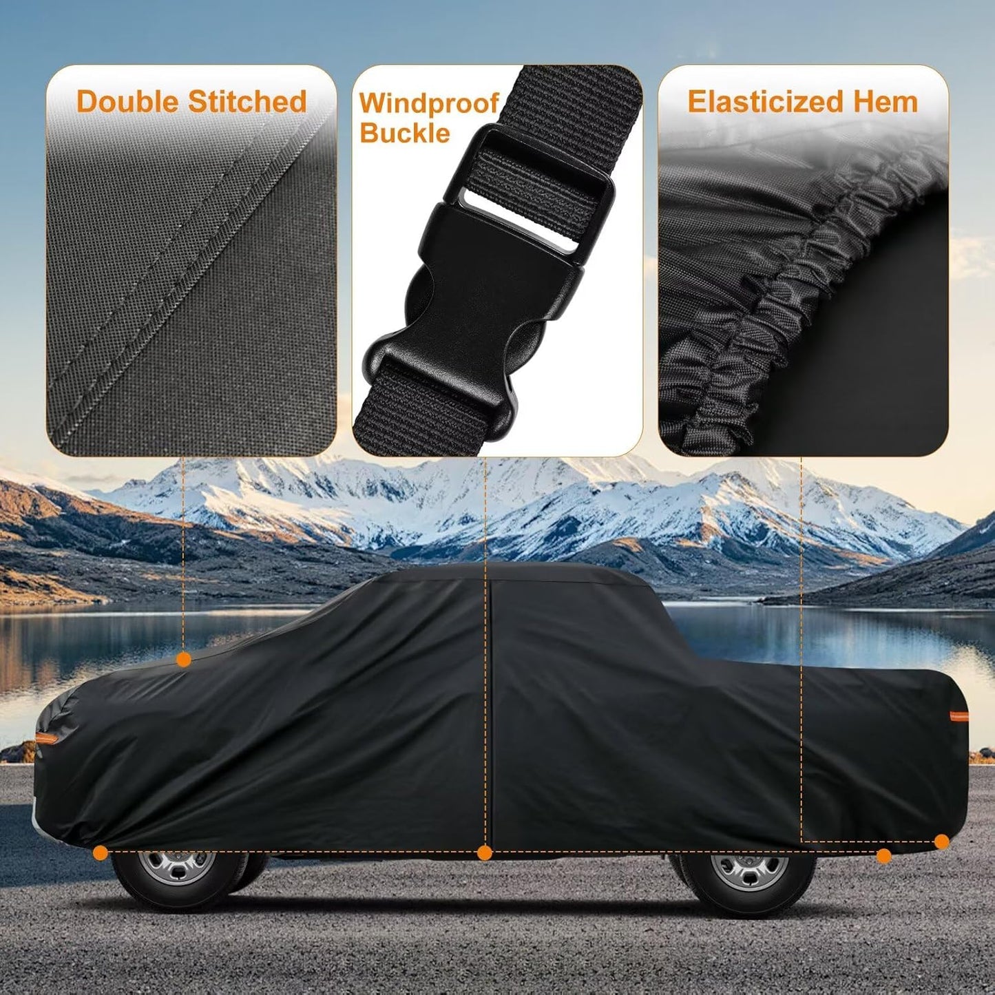 Kayme Truck Cover Custom Fit Ford F-150(1991-1997) Regular Long Bed. Full Exterior Heavy Duty Outdoor Pickup Truck Car Cover Waterproof All Weather.Car Tarp for Wind Sun Dust Protection.Black