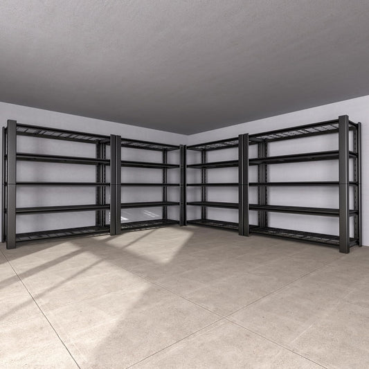 5-Tier Heavy Duty Garage Shelving Unit with Wire Shelves,3000 LBS Capacity Metal Storage Rack 76"H x 60"W x 24"D,Adjustable Boltless Steel Shelves for Garage,Basement,Pantry,Warehouse.4 Pack
