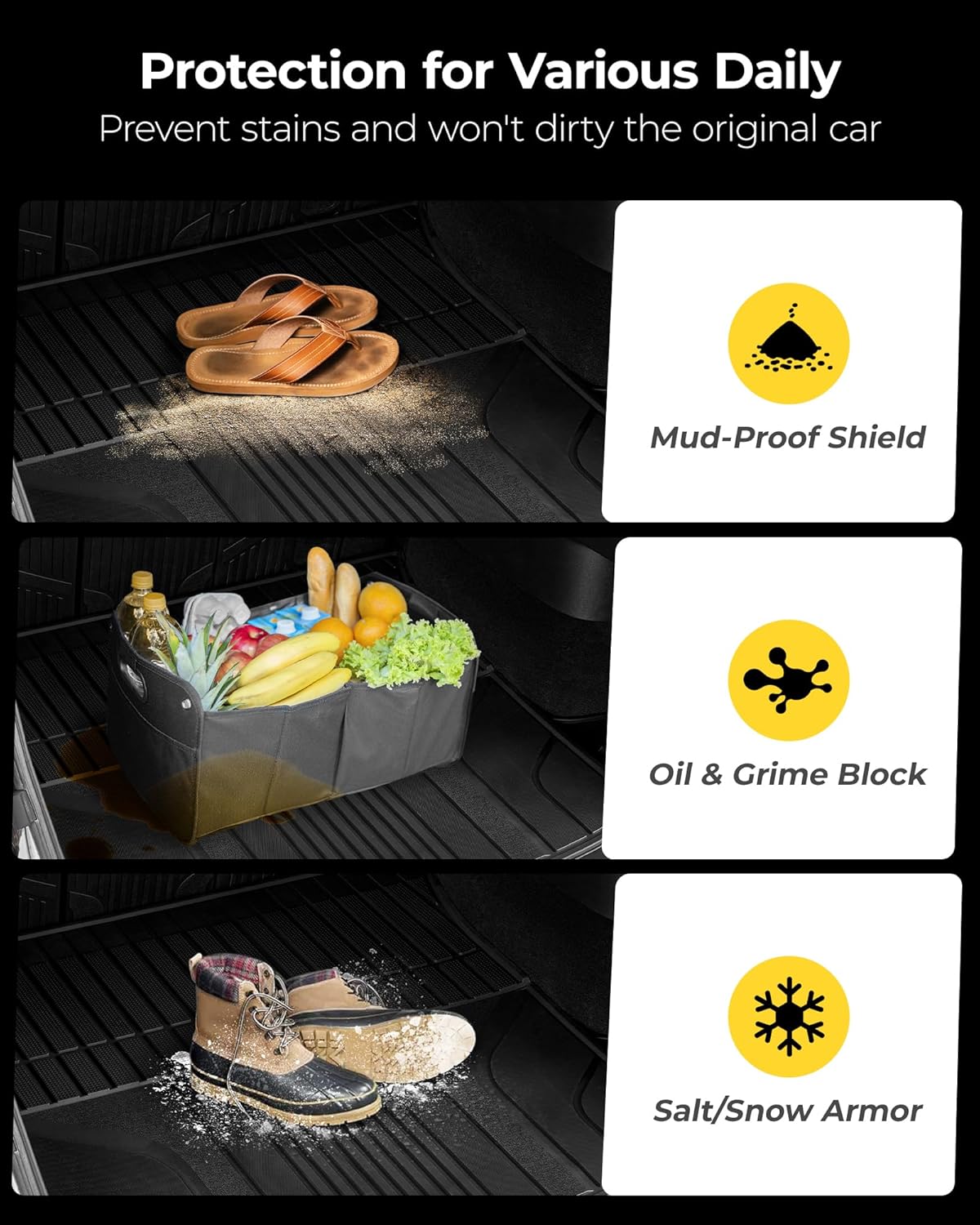 3W Cargo Liner Fit for Honda Odyssey 2025 2024 2023 2022 2021 2020 2019 2018 Custom Fit Trunk Liner Mini Passenger Van, All Weather Use Heavy Duty Trunk Mat Black