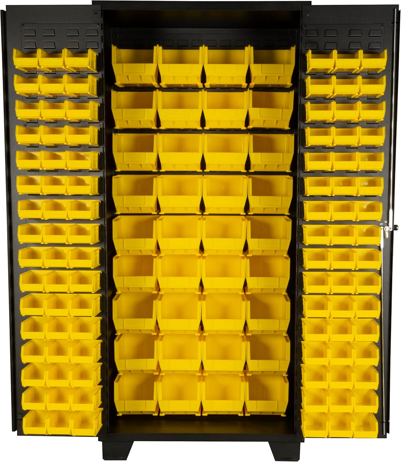 Jamco Tool Storage Cabinets with Bin Mounts, Model DZ, Includes 132 Bins, 36-Inch W x 24-Inch D x 78-Inch H, Yellow Bins